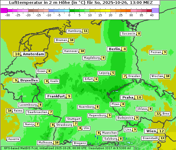 Temperatur, 26. 10. 2025