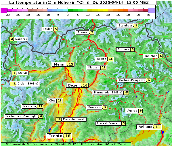 Temperatur, 14. 4. 2026