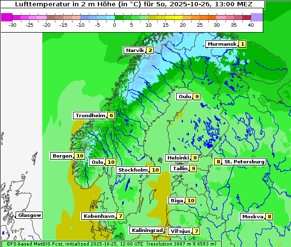 Temperatur, 26. 10. 2025