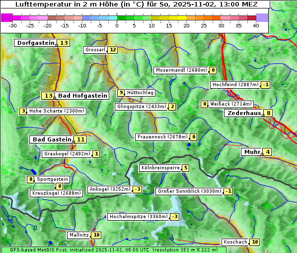 Temperatur, 2. 11. 2025