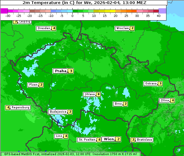 Temperatur, 4. 2. 2026
