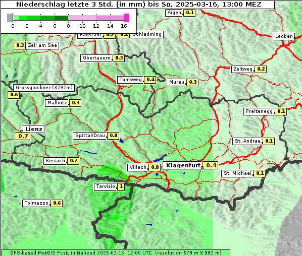 Niederschlag, 16. 3. 2025