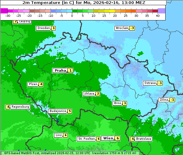 Temperatur, 16. 2. 2026
