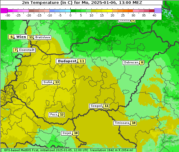 Temperatur, 6. 1. 2025