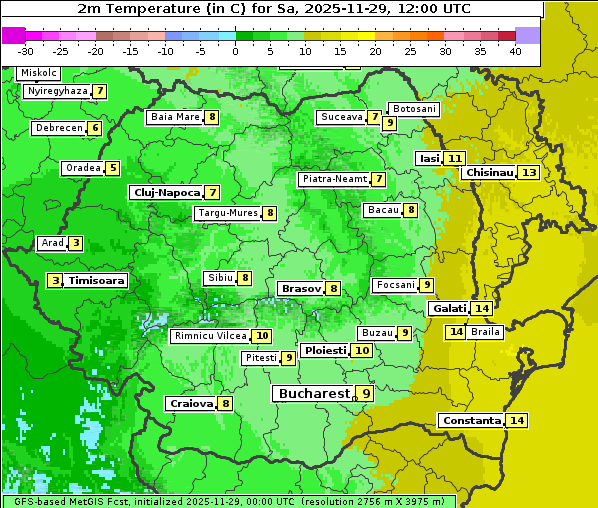 Temperatur, 29. 11. 2025