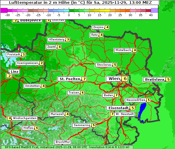 Temperatur, 29. 11. 2025