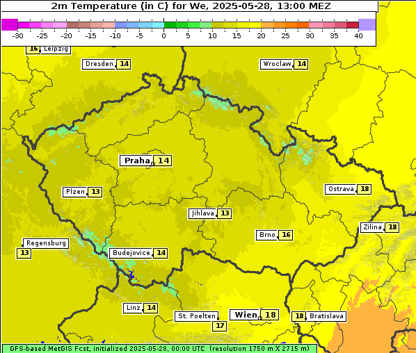 Temperatur, 28. 5. 2025