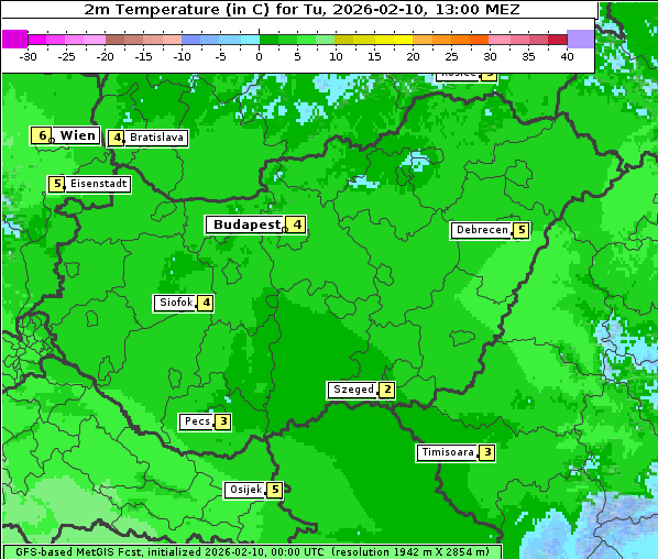 Temperatur, 10. 2. 2026