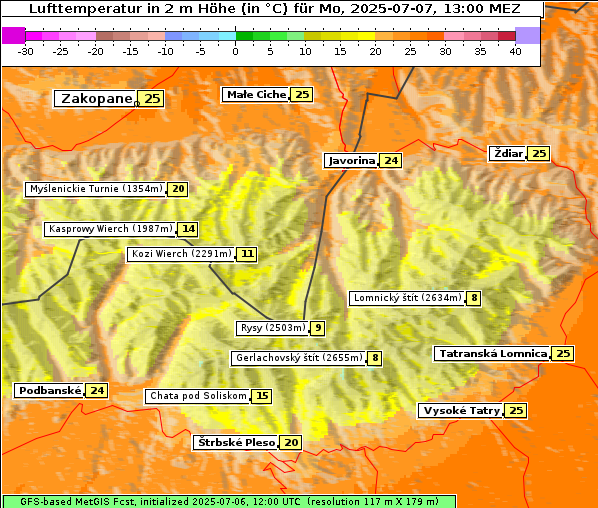 Temperatur, 7. 7. 2025