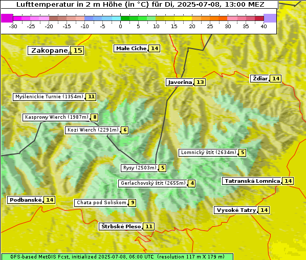 Temperatur, 8. 7. 2025