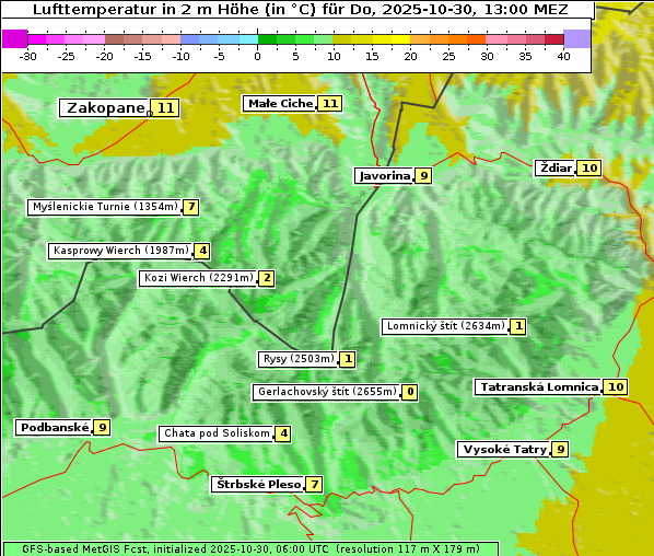 Temperatur, 30. 10. 2025