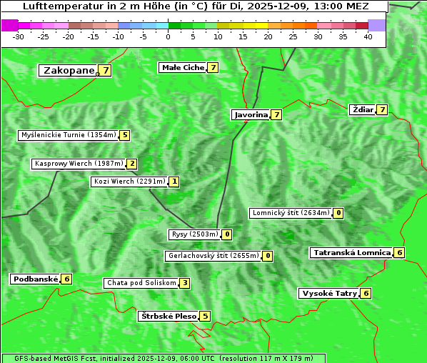Temperatur, 9. 12. 2025