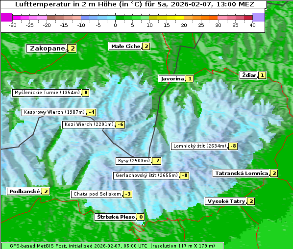Temperatur, 7. 2. 2026