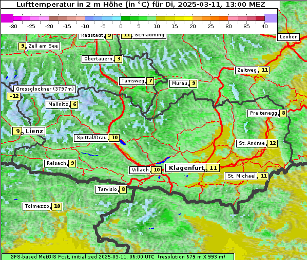 Temperatur, 11. 3. 2025