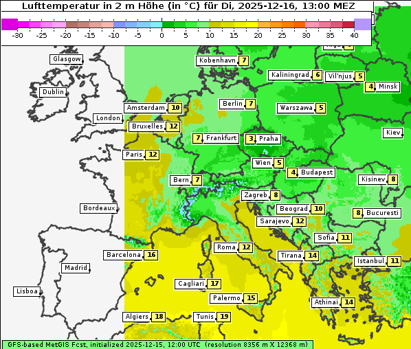 Temperatur, 16. 12. 2025
