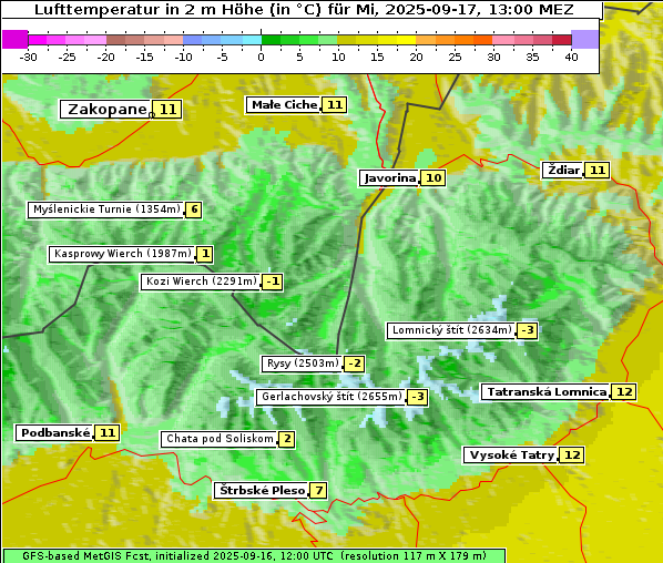 Temperatur, 17. 9. 2025