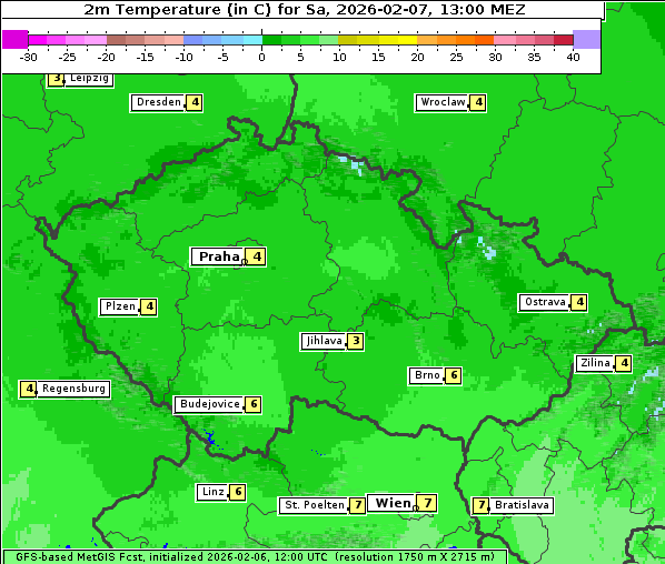 Temperatur, 7. 2. 2026