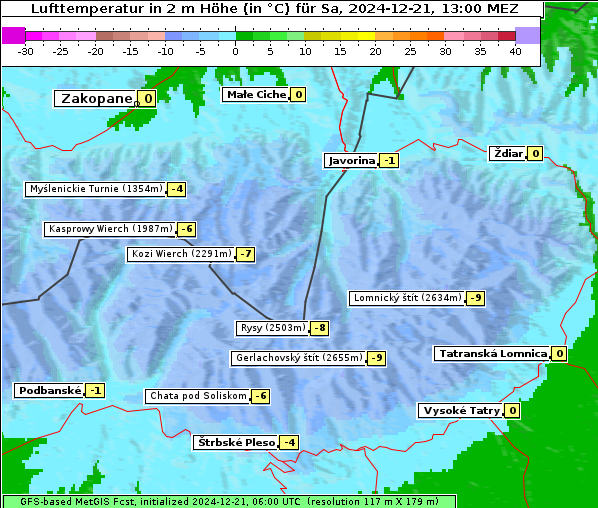 Temperatur, 21. 12. 2024