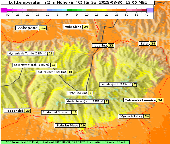 Temperatur, 30. 8. 2025
