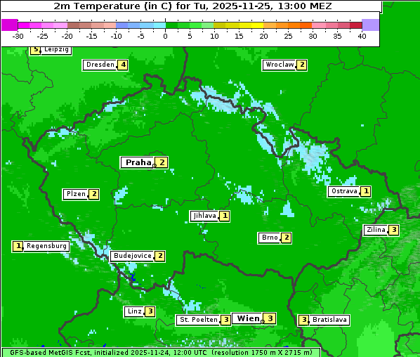 Temperatur, 25. 11. 2025