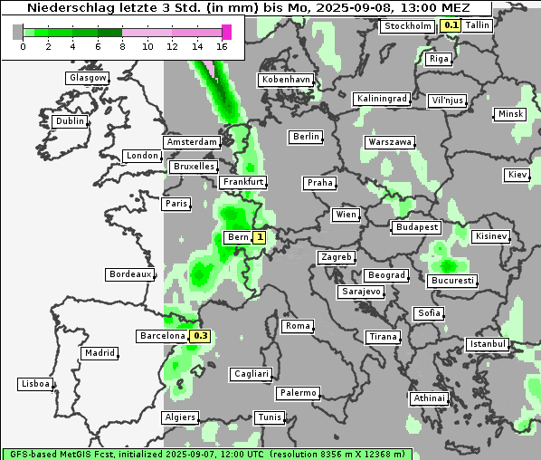 Niederschlag, 8. 9. 2025