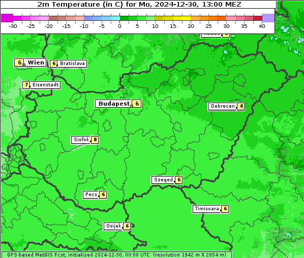 Temperatur, 30. 12. 2024