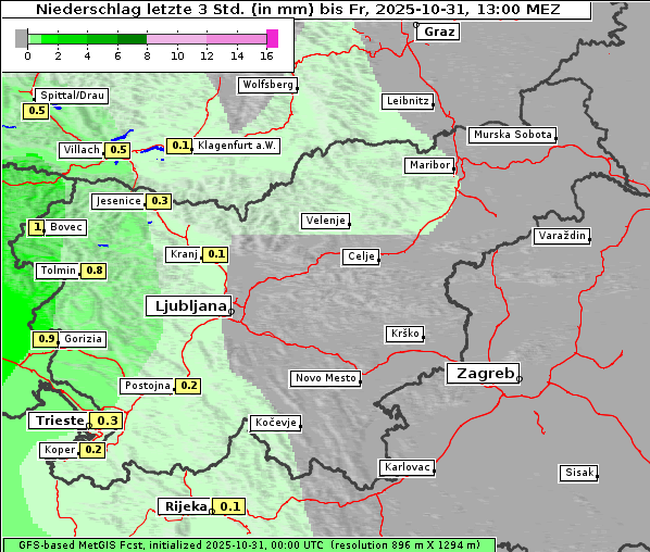 Niederschlag, 31. 10. 2025