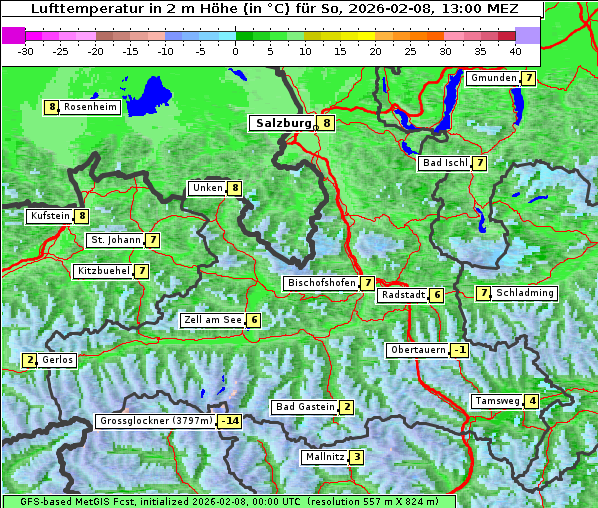 Temperatur, 8. 2. 2026