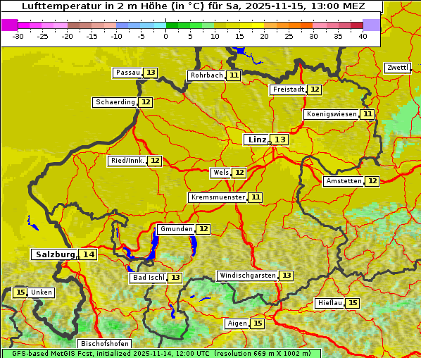 Temperatur, 15. 11. 2025