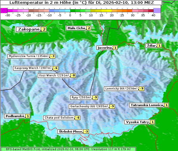 Temperatur, 10. 2. 2026