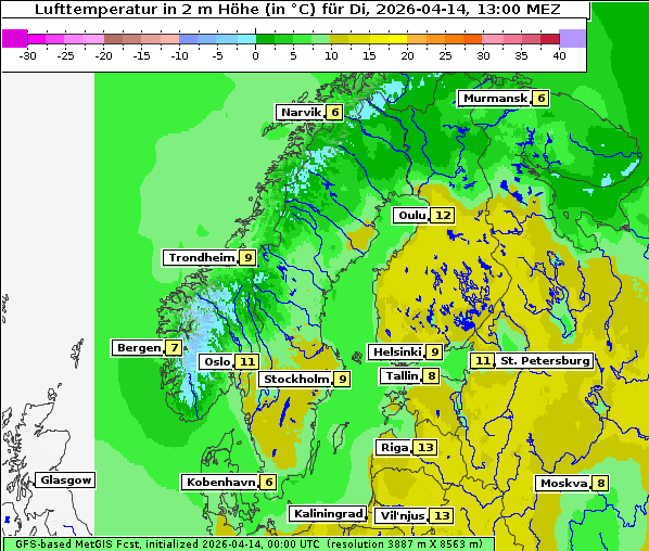 Temperatur, 14. 4. 2026