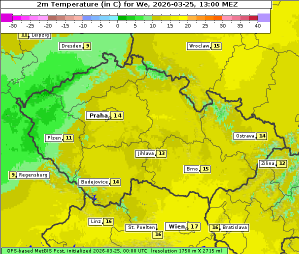 Temperatur, 25. 3. 2026
