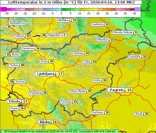 Temperatur, 10. 4. 2026