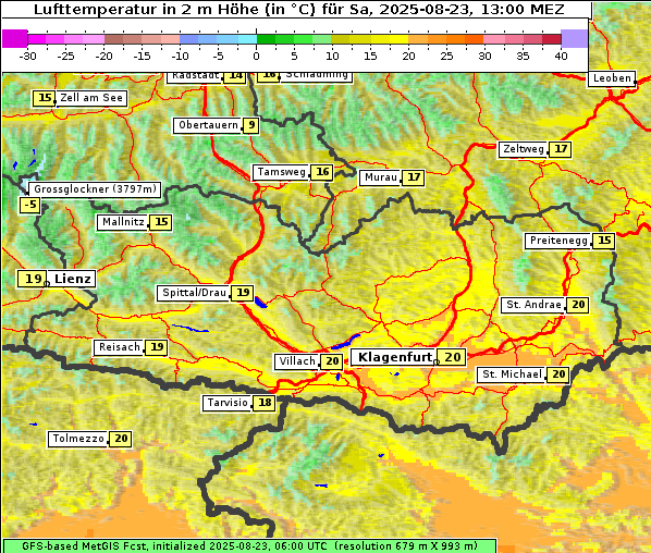 Temperatur, 23. 8. 2025