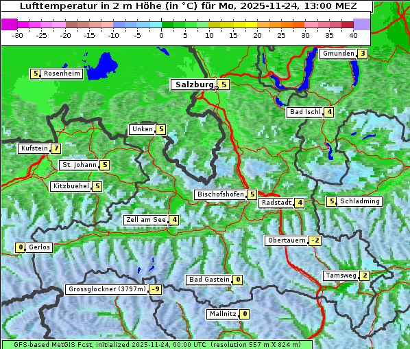 Temperatur, 24. 11. 2025