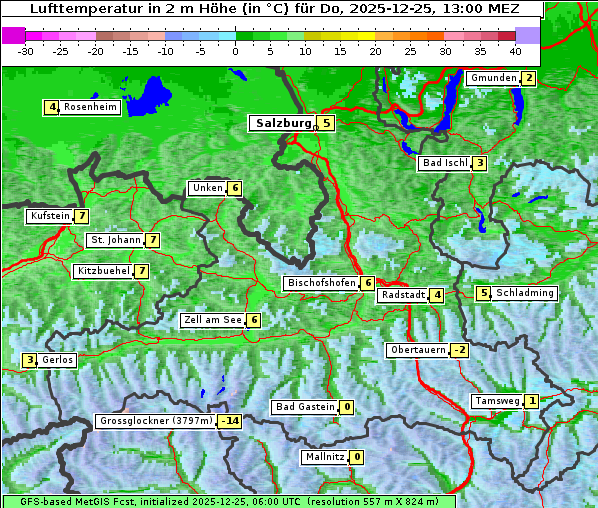 Temperatur, 25. 12. 2025