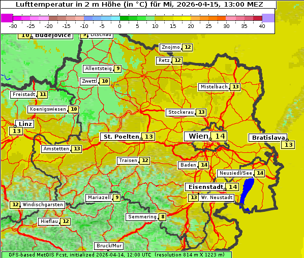 Temperatur, 15. 4. 2026