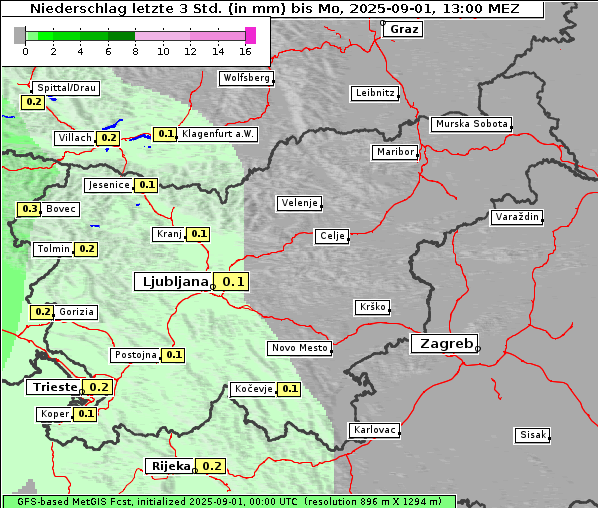 Niederschlag, 1. 9. 2025