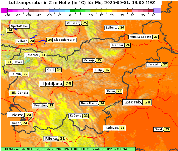 Temperatur, 1. 9. 2025