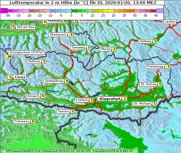 Temperatur, 20. 1. 2026