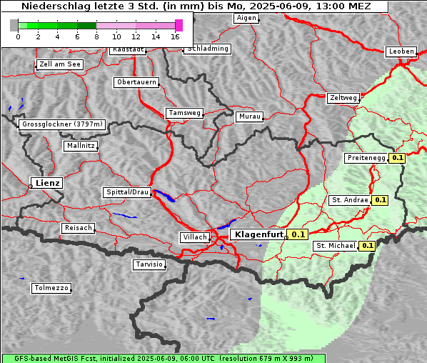 Niederschlag, 9. 6. 2025