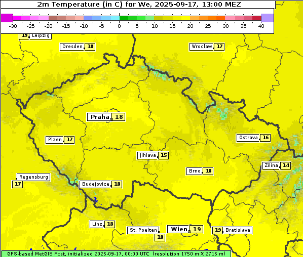 Temperatur, 17. 9. 2025
