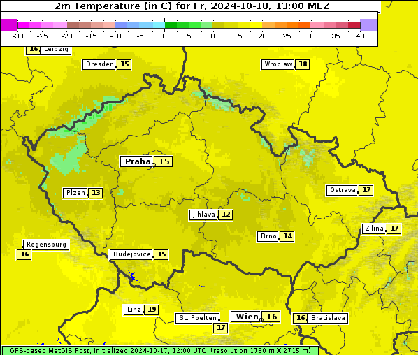 Temperatur, 18. 10. 2024