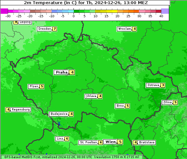 Temperatur, 26. 12. 2024