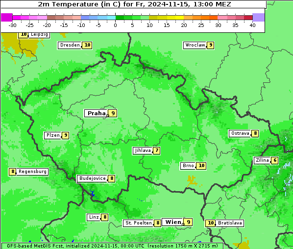 Temperatur, 15. 11. 2024