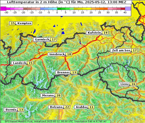 Temperatur, 12. 5. 2025