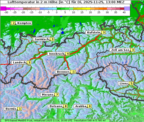 Temperatur, 25. 11. 2025