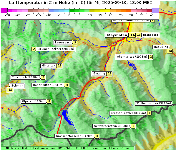 Temperatur, 10. 9. 2025
