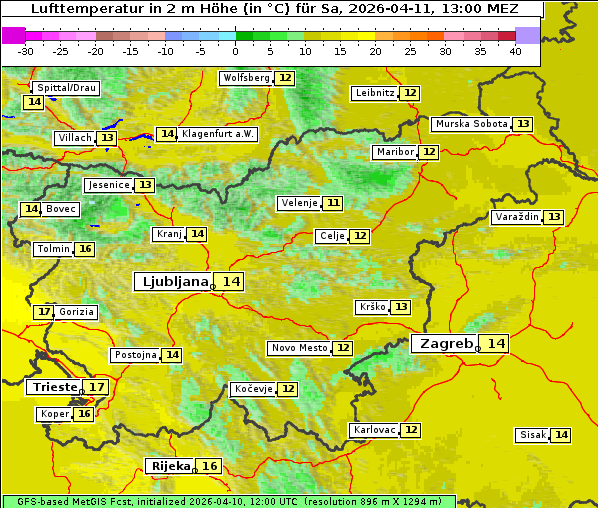 Temperatur, 11. 4. 2026