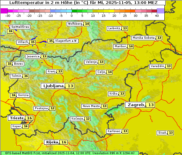 Temperatur, 5. 11. 2025